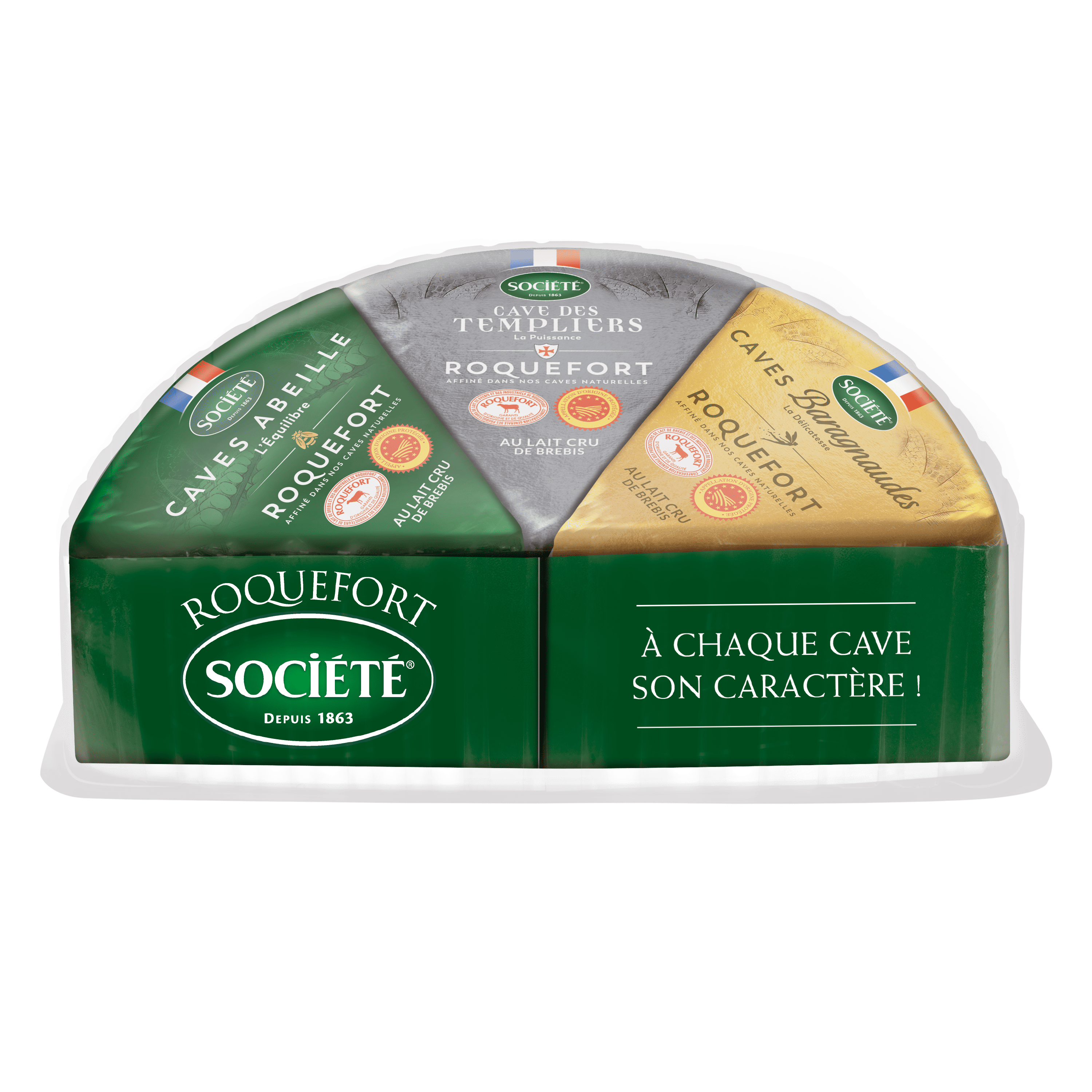 Coffret 3 Roqueforts 660g AOP Société